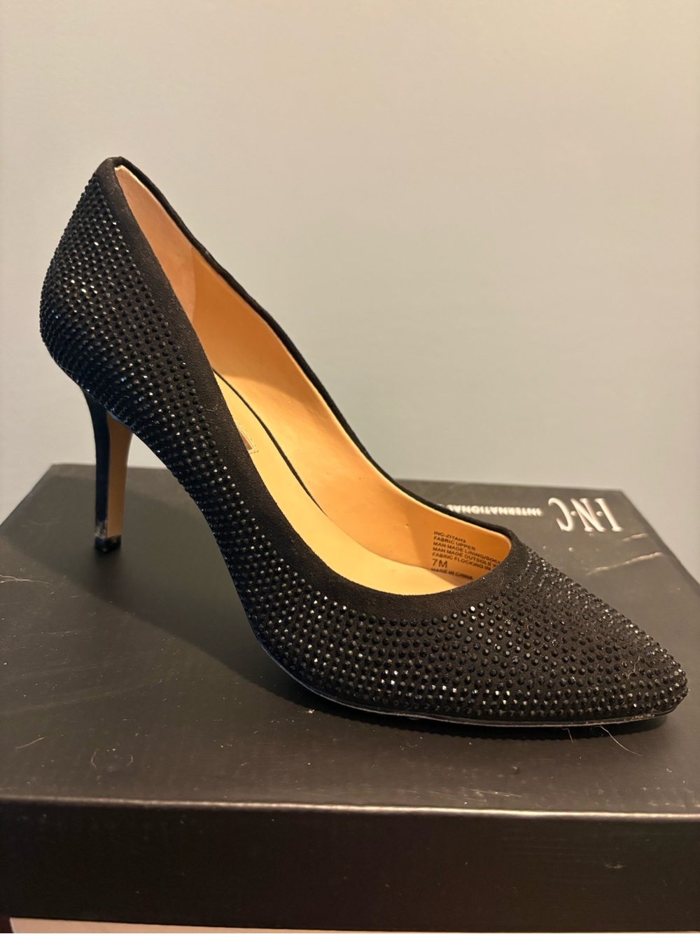 INC Women's Black Embellished Pointed-Toe Pump